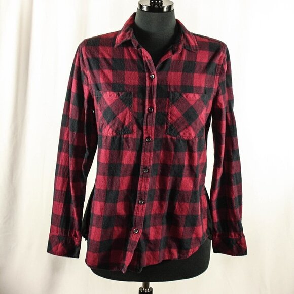 beachlunchlounge Plaid Button Down Peplum … - Picture 1 of 3